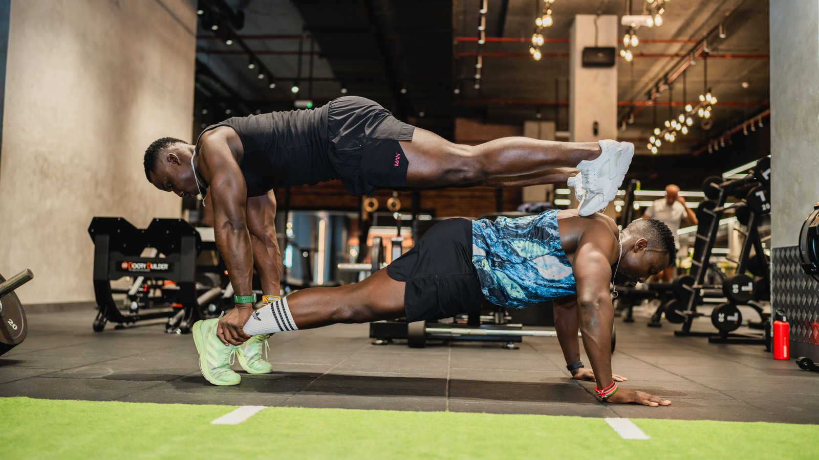 Athlete training with weights